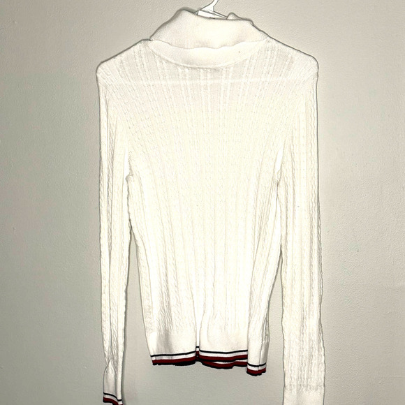 Tommy Hilfiger Preppy Turtleneck Knit Long Sleeve Ribbed Sweater Ivory NWT Small - Picture 2 of 7